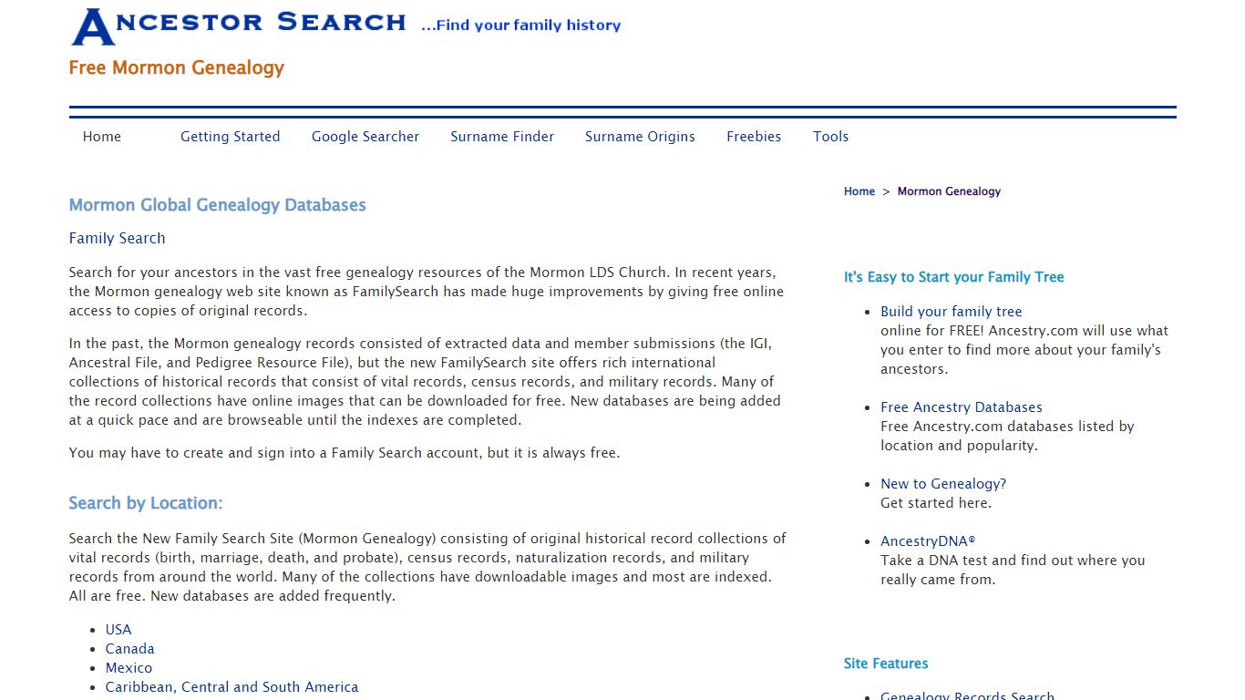 Free Mormon (LDS) Genealogy Records by Ancestor Search